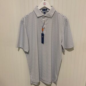 Classic Striped Polo Shirt - Purple and White